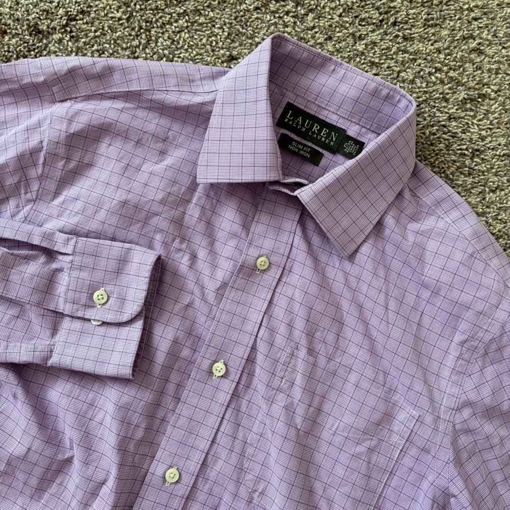 Lauren Ralph Lauren‎ Purple Plaid Button-Up Dress Shirt Men’s 15 32/33